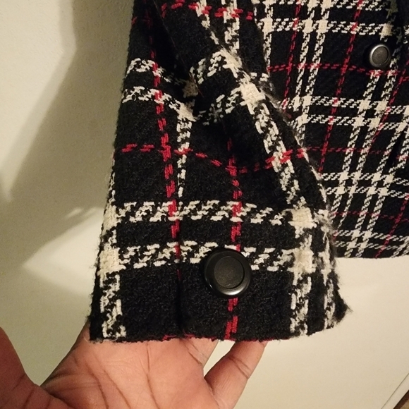 Vintage Liz Claiborne Plaid Wool Blend One Button Blazer With Pockets Size 8 - Picture 8 of 14